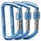 FresKaro Carabiner Clip Heavy Duty, Strong 12kN Screw-gate Aluminum Carabina, Locking Karabiner Hooks, 3 Inch, Lightweight, Lockable for Dog Lead, Hammocks, Swing, Camping, Key, D-Shaped, 3Pack Blue