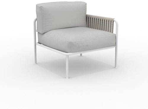 Mondo Viro Ecksofa mit Rückenlehne aus Seil Key West mit Kissen 80 x 80 cm 64 h (weiß geprägt - grau)