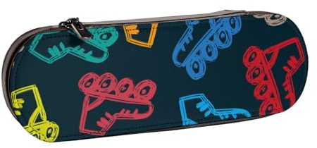 MIJKO Leuchtend Bunte Schlittschuhe, Federmäppchen, PU-Leder, Federmäppchen, großes Fassungsvermögen, Kosmetiktasche