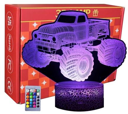 INTUPGD 3D Auto LED Lampe Nachtlicht, 16 Farbwechsel 4 Models mit Remote & Smart Touch Stimmungslichter, Nachttischlampe Geschenke für Männer Mädchen Jungen Kinder