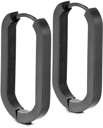 AFCJLTO 2er-Set rechteckige Ohrringe Silber-Schwarz für Damen und Herren, vergoldete lange Creolen, hypoallergener Schmuck, minimalistisches, personalisiertes und modisches Geschenk für Mädchen