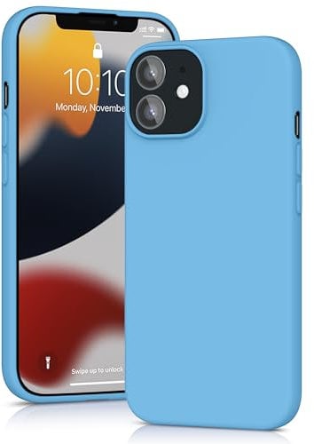 YATWIN Silicone Case for iPhone 12 Mini, Soft-Touch, Shockproof, DustProof, Antiskid Full Body Armour Phone Cover for Apple iPhone 12 Mini - Sky Blue