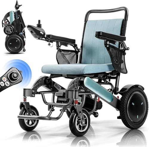 STRTG Elektrorollstuhl,Faltbar,Leicht,350 W * 2 Motor,Tragkraft 200 Kg, Reichweite 25~35 Km,Tragbarer Elektrorollstuhl Für Erwachsene Und Senioren,Elektrorollstuhl Für Jedes Gelände 20AH