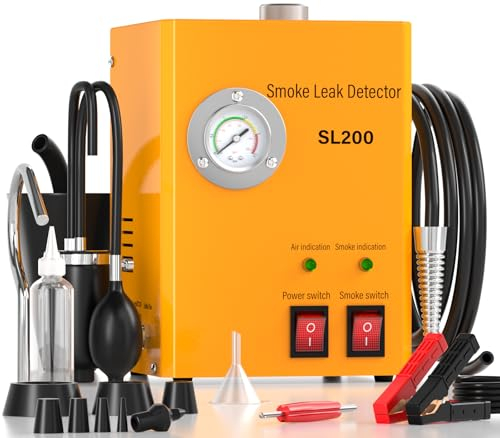 GODIAG SL200 Nebelmaschine Kfz Rauchmaschine Lecksuchgerät mit Manometer Nebelmaschin Kfz Werkstatt mit Eingebauter Luftpumpe Kfz Nebelmaschine für DC12V Autos, ATVs, Motorräder, Schneemobile, Boote