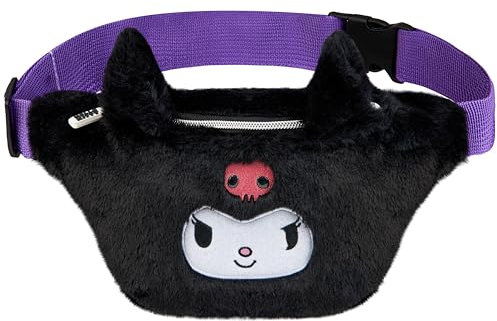 Hello Kitty Kuromi Mädchen Bauchtasche, Flauschige Gürteltasche mit verstellbarem Riemen (Schwarz)