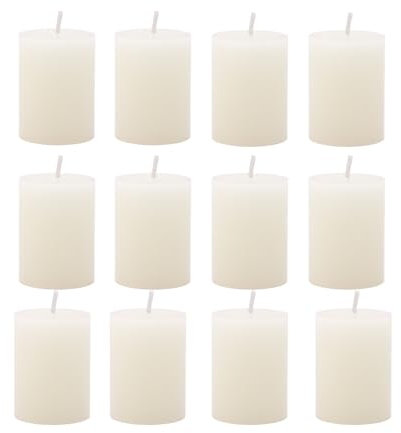 Ovaletta 12 Stück Stumpenkerzen Weiß, Kerzen Adventskranz, Stumpenkerze, Kerzen für Adventskranz, Stumpenkerzen Adventskranz, Stumpenkerzen für Weihnachten Dekoration, 3,8 x 5 cm