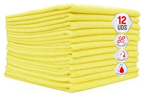Clim Profesional 12 Bayetas de Microfibra Amarillas XL 35x40 cm Súper Absorbentes. Pack 12 paños Multiusos