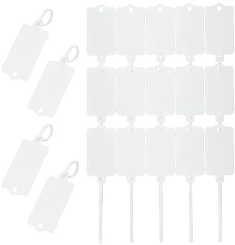 PATIKIL 100Pcs Étiquettes en Plastique Imperméables Vierges Blanc | Étiquettes d'Expédition, Réutilisables, Inscriptibles avec Attache Zippée pour Étiquetage de Bagage, 2,48 x 1,46 Pouce