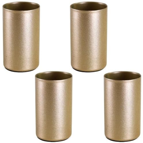 4er Set Kerzenhalter magnetisch aus Metall - Moderne, minimalistische Stabkerzenhalter für DIY Adventskranz Gold matt, Ø 2,3 x 4 cm - Kerzenleuchter für Stabkerzen, Kerzenständer als Tischdeko
