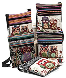 BESTYASH Bohemian Umhängetasche Mit Eulenmotiv Mittelgroß Aus Canvas Praktische Reißverschlusstasche Für Damen Für Shopping Reisen Und Freizeitaktivitäten