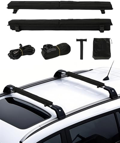 VEVOR Coussinets de Toit Universels 76,2 cm, Coussinets pour Barres Transversales et Porte-Kayak, Charge 80 kg, avec 2 Sangles d'Arrimage, 2 Sangles à Boucle Rapide et Sac, pour Canoë Planche de Surf