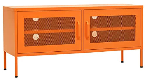 HEFZGDB TV-Schrank Orange 105x35x50 cm Stahl Tv Table Fernsehschrank Tv Lowboard Fernsehtisch für Gästezimmer Erholungsraum Schlafzimmer Büro