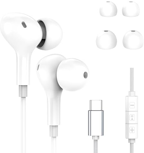 USB C Kopfhörer für Samsung Galaxy S25 S24 S23 S22 S21 Ultra, In-Ear Magnetische Hi-Fi Headset mit Mikrofon für iPhone 16 15 Pro max iPad Pro Air 6 5 Samsung A55 A56 A16 A15 Pixel 7 8 9 mit typc kabel