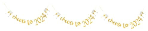 PRETYZOOM 3 Set capodanno latte art gadget per capodanno palloncini per capodanno decorazioni decorazione ciondoli soprammobili 2024 felice anno stamina ciondolo da festa Carta Golden