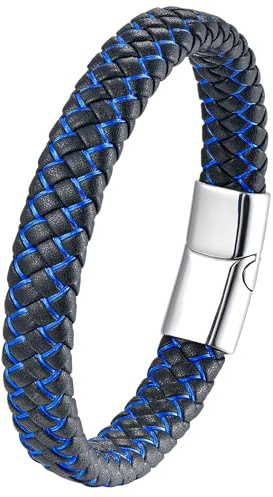 Mochity Lederarmband Herren, 21cm Armbänder Armband Männer, Schwarz Braun Blau Grün Rot Weiß Armband Leder Für Männer, Vatertagsgeschenk Für Papa, Schmuck Herren Papa Geschenk