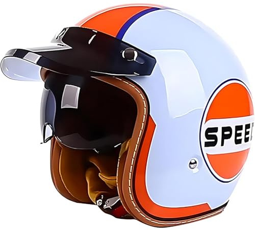 WZGGTEAM Vintage Stile Casco Jet 3/4 con Visiera Parasole, Omologato ECE22-05/DOT per Uomini e Donne | Design Retro Germanico per Scooter, Cruiser e Ciclomotori | Legale per Strada