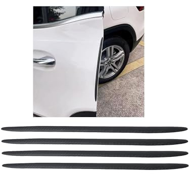 Bumper Guard Trim Strips, 4PCS Car Door Edge & Handle Protectors - Universal Accessories Fit for All Cars/SUV/Vans/Pickups, Carbon Fiber Texture Anti Scratch Trim, Easy Install (Black, 41cm)