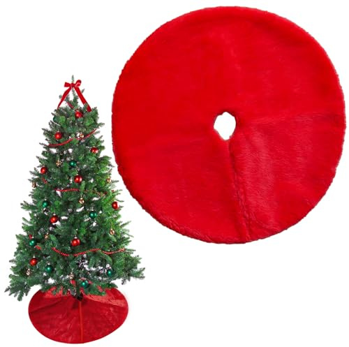 Copri Base Albero di Natale Piccolo, 38 cm Copri Sotto Albero di Natalizio, Telo Copri Piedi Alberi di Natale, Tappeto Rotondo albero Piccola, per Mini Alberi Christmas Decorazione (Rosso-G)