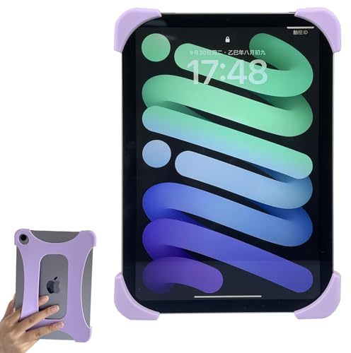 ZhaoCo Dragonne Silicone pour iPad Mini 7 (A17 Pro) 2024/6 2021, Violet | Silicium Anti-Glissement Support de Poignée de Doigt