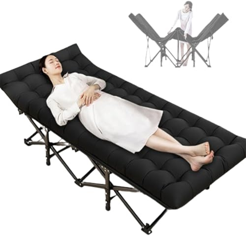 EYRMQWJPC Campingbett, Klappbett Feldbett mit Matratze Campingbetten for Schlafen Bequemes Gästebett for Erwachsene 600D