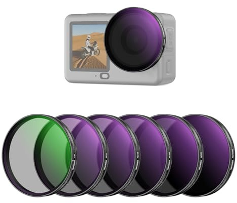 NEEWER CPL + ND Filter Set Kompatibel mit DJI Osmo Action 6 nur, ND8/16/32/64/1000 Einstellbarer zirkularer Polfilter Graufilter, aufschraubbar mehrfach beschichtetes HD Action Cam Fotozubehör, FL-B2
