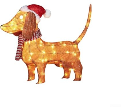 Outdoor Acryl Flach Weihnachten Hund LED Lichterkette mit wetterfestem Design und energiesparender Beleuchtung für Innenhof Dekoration (1)