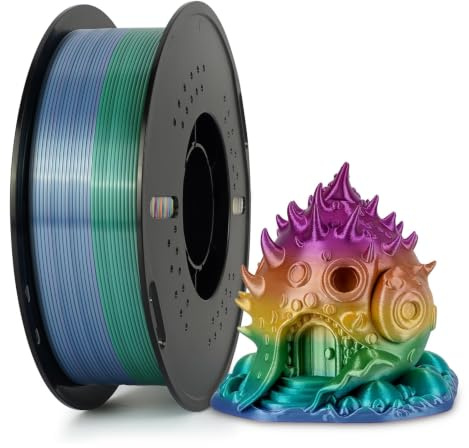 Kingroon PLA Filament Silk Rainbow 3D-Drucker Filament, Mehrfarbiges PLA Filament, Maßgenauigkeit ±0,02mm, 1KG Spule (2,2 lbs), 1,75 mm, Silk Rainbow Candy Tones