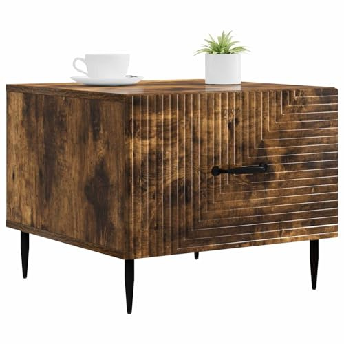 vidaXL Couchtisch Geräucherte Eiche 49 x 50 x 40 cm Holzwerkstoff, Geräumiger Couchtisch, Vintage rechteckig, dekorativ, aus Holz, mit eleganten, schwarzen Akzenten