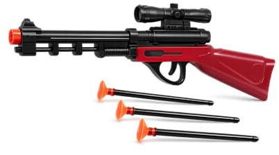 STUWU Pfeilgewehr Kinder mit 3 Saugnapf Pfeilen – Dart Gewehr 29 cm – Polizei Spielzeug Set – Haftet auf glatten Flächen – Outdoor Spielzeug Geschenk Jungen Mädchen Pistole Alternative