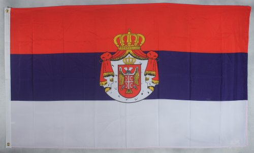 Buddel-Bini Flagge Fahne ca. 90x150 cm : Serbien mit Wappen Serbienflagge Nationalflagge Nationalfahne