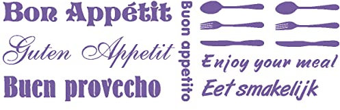 Samunshi® Wandtattoo Küche 'Guten Appetit' 100 x 31cm lavendel