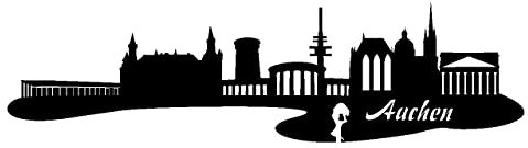 Skyline4u Aufkleber Aachen Skyline mit Sehenswürdigkeiten 80 x 22cm schwarz