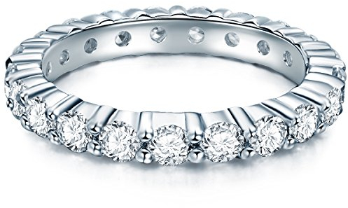 Trilani Damen-Memoirering Sterling Silber Zirkonia weiß im Brillantschliff - Verlobungsring Antragsring Vorsteckring