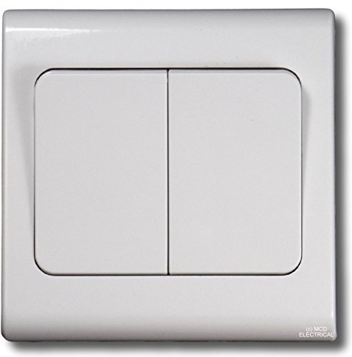 Deta S1346 Wide Rocker Light Switch 2 Gang 2 Way SP 10 Amp