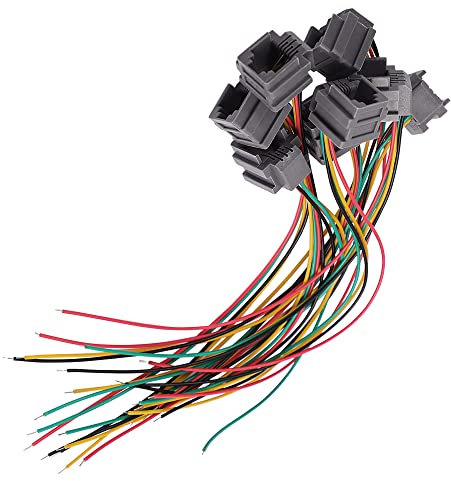 sourcingmap 8 Pièces Gris RJ11 Fiche Femelle 6P4C PCB Prise Support Téléphone Connecteur w 4x10cm Câble