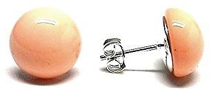 Pendientes plata Ley 925m media bola piel ángel 12mm. [AB1351]