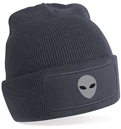 Graue Alien Head Beanie-Mütze Gr. One size, anthrazit