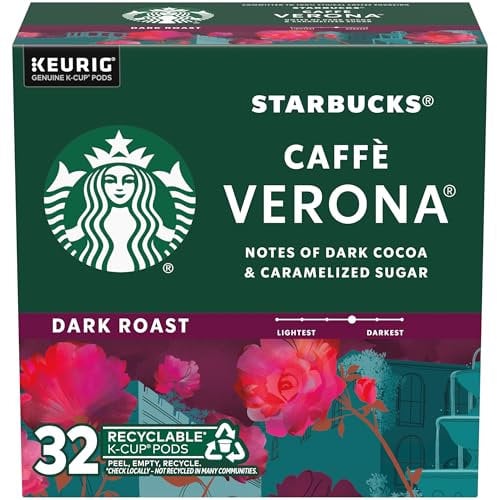 Starbucks Dark Roast K-Cup Coffee Pods - Caffè Verona for Keurig Brewers - 1 Box (32 Pods)