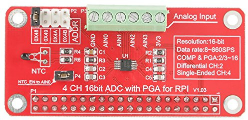Akozon 16 Bit ADC-Modul Precison Analog-Digital-Wandler Modul 4 Kanal für 3/2/B+