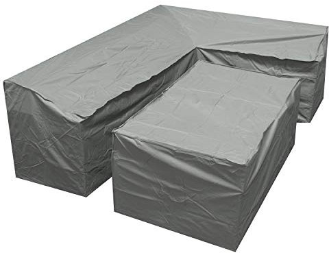 Woodside Grey L Shape Outdoor Dining Waterproof Patio Rattan Set Cover