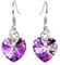 Orecchini ad ala d'angelo Donna Orecchini a gancio a cuore in argento sterling con cristalli viola