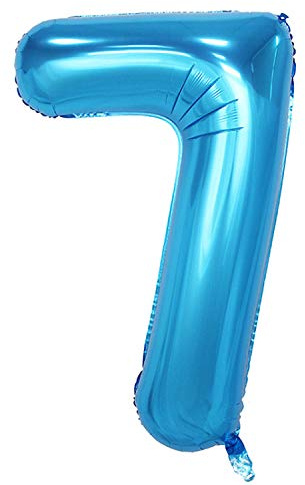 Oblique Unique® Folien Luftballon mit Zahl Nummer für Kinder Geburtstag Jubiläum Silvester Party Deko Folienballon in Blau - Zahl wählbar (Nr 7)