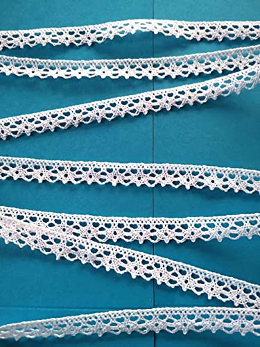 PIZZITALIANI Spitzenband - Klöppelspitze WEISS, Höhe 1 cm x 10 m, Spitzenbordure Baumwolle, Dekorative Bänder für Dirndl, Trachtenkleid, Hochzeitsdekorationen & Bastelarbeiten, Made in Italy