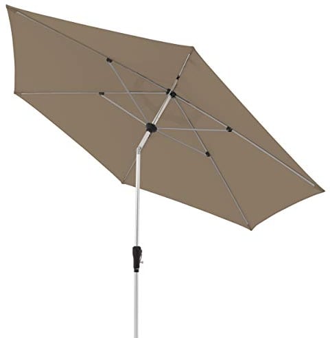 Doppler Sonnenschirm für den Garten SL-AZ Auto Tilt 330 cm Greige I Gartenschirm knickbar I Kurbelschirm mit UV-Schutz 80+ I Kurbelschirm aus Aluminium I regenabweisendes Polyester-Schirmdach
