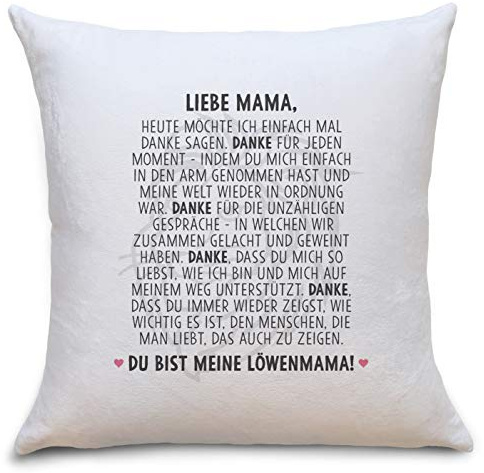 OWLBOOK® Flauschige Kissenhülle Löwenmama - Mama Geschenke zum Geburtstag Muttertag als Geburtstagsgeschenk Muttertagsgeschenke | Kissen Polster mit Reißverschluss in 40 x 40 cm