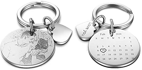 KAULULU Personalisierte Anhänger mit Bild Gravur Namen Schlüsselanhänger Geschenk Edelstahl Halskette mit Foto Kette Dog Tag Fotogeschenk Herzanhänger Schmuck für Damen Mädchen Mutter (#2)