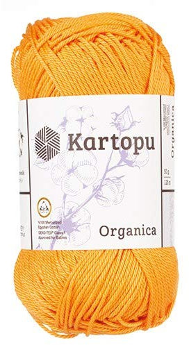 Kartopu Organica 50gr Knaul- Baumwollgarn, – Häkelgarn aus feinster ägyptische Baumwolle (Grundpreis 4,90 für 100gr) (1311 orange)
