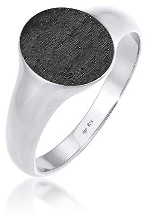 Kuzzoi Siegelring Herrenring oval matt geschwärzt, massiv 12 mm breit in 925 Sterling Silber, Basic Silberring poliert, Ring für Männer in der Ringgröße 54, 0604471420_54