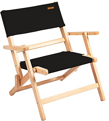 DUNAKE Relaxsessel gartenstuhl klappbar Holz,Anglerstuhl Faltstuhl Campingstuhl Klappstuhl,Picknick, Strand, Backpacking, BBQ, Garten, Angeln,erweiterte Größe 60 × 42 × 40 cm (Color : Black)