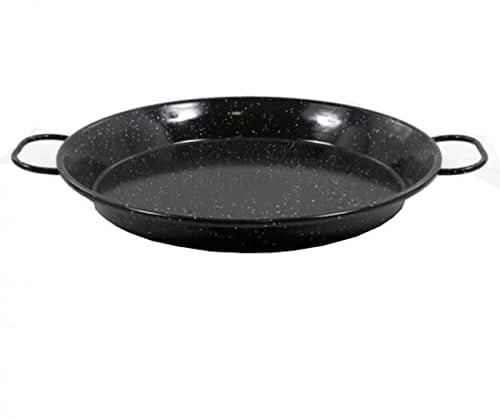 Paellera valenciana esmaltada 50 cm, 14 raciones, color negro, cocinar arroces, apta para gas, vitrocerámica, cocina eléctrica y lavavajillas